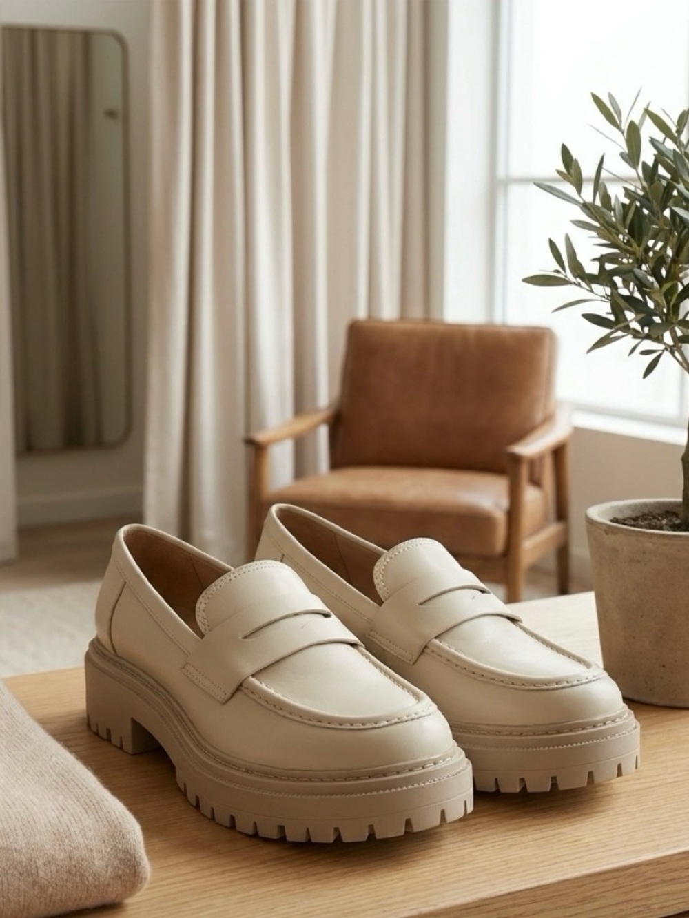 Soda Cream Chunky Platform Penny Loafers